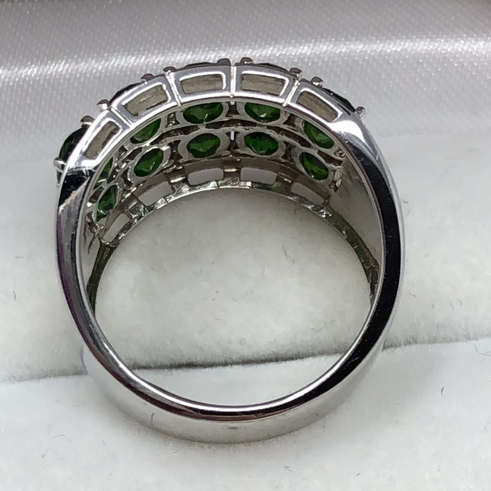 Russian Green Chrome Diopside Sterling Silver Ring Size 7.25 - Picture 5 of 12